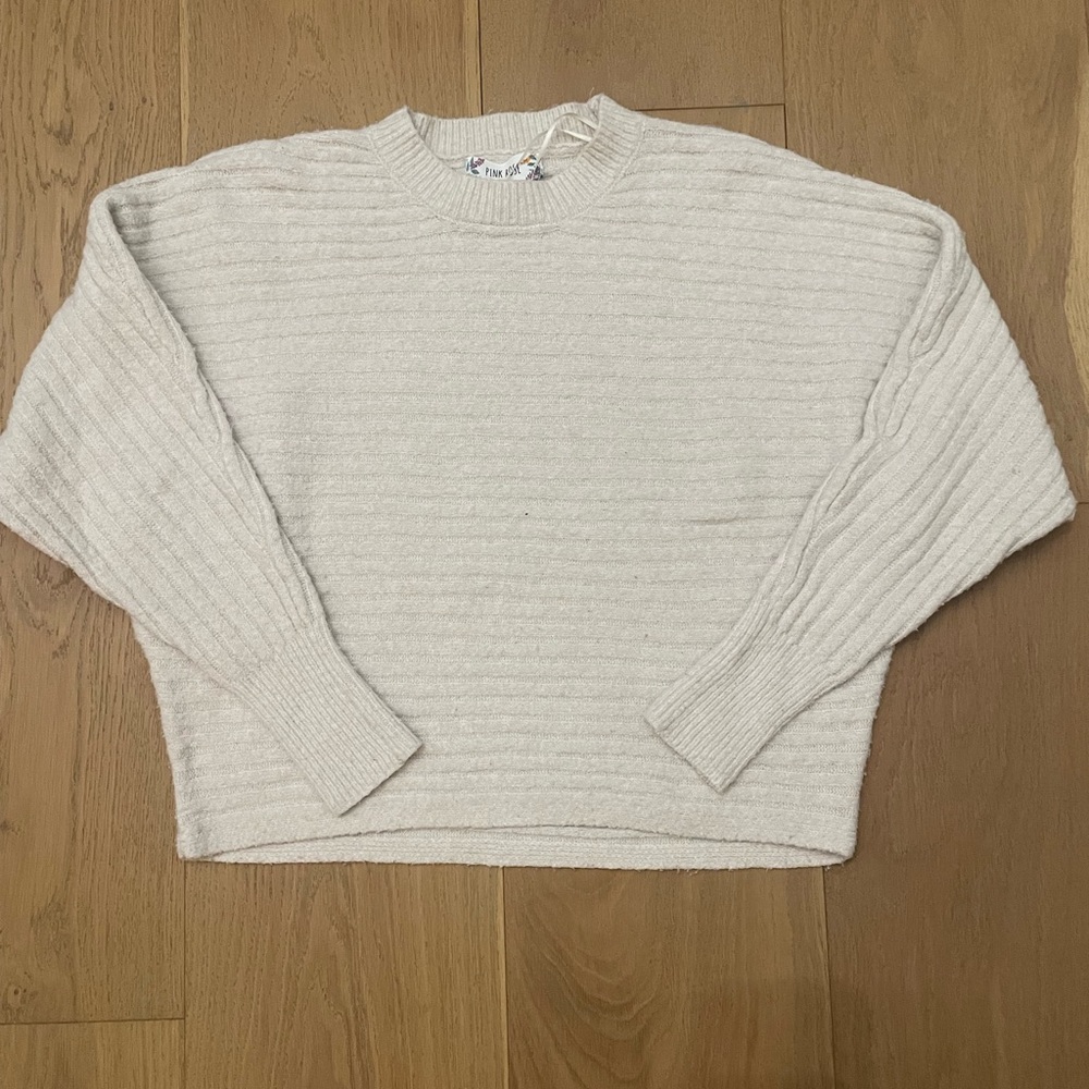 Pink Rose Off-White Ribbed Sweater - Picture 1 of 2